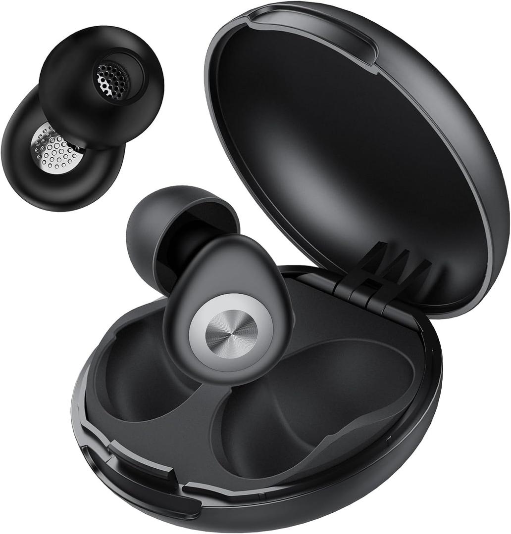 Ear Plugs for Sleeping Noise Cancelling, 45dB Earplugs for Noise Reduction, Reusable Noise Cancelling Ear Plugs Hearing Protection for Focus/Study/Work/Concert, Silicone EarPlugs with Case & 8 Eartips (Black)