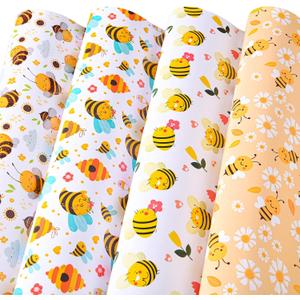 Titiweet Bee Wrapping Paper - Birthday Wrapping Paper for Girls Women, 12 Sheets bees wrap for Birthday Holiday, 20 x 28 Inches Per Sheet (Bee(12 sheets))