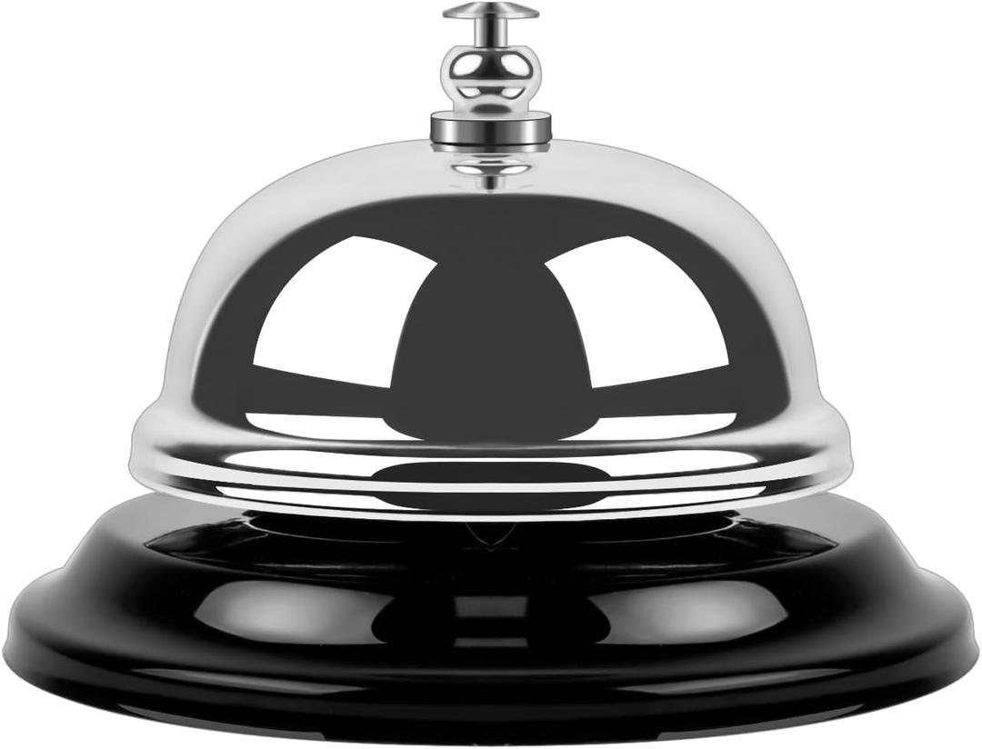 Bell for Desk  Loud & Clear Call Bell with Matte Anti-Rust Steel, Small 3.35" Footprint, Durable Design for Office, Reception, Classroom, and Hotel Use