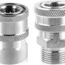 2pcs Fast Connect Pressure Washer Fittings, Stainless Steel Pressure Water Gun Connectors 1/4 Fast Connect Plug(External Thread, Internal Thread)