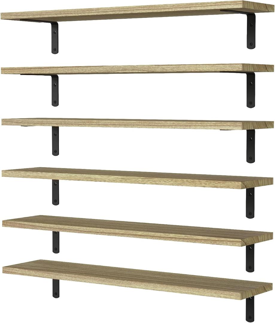 24'' Long Floating Shelves for Wall Decor & Storage, Rustic Brown