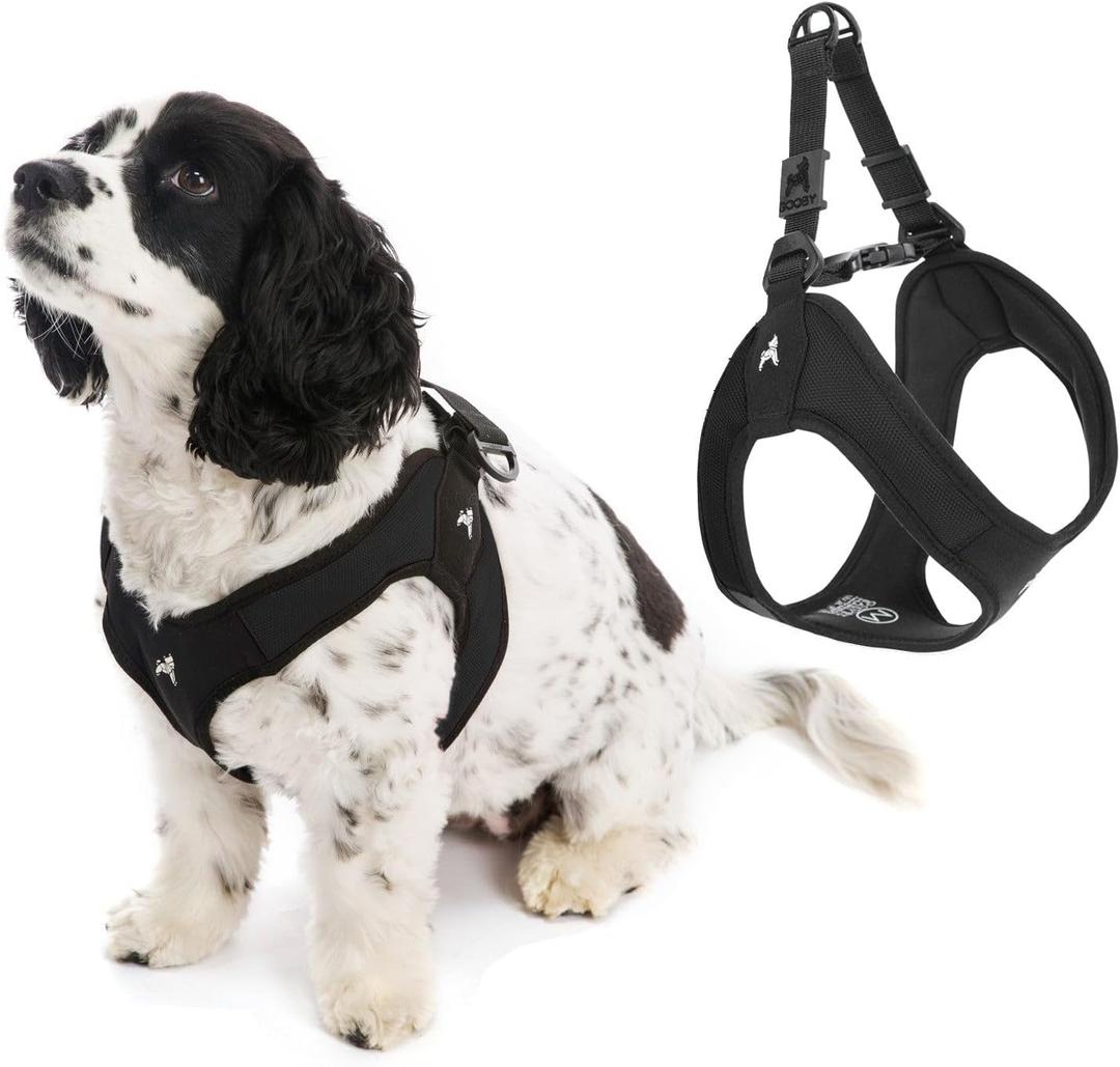 Gooby Escape Free Easy Fit Harness - Black, Large - No Pull Step-in Patented Small Dog Harness with Quick Release Buckle - Perfect On The Go No Pull Harness for Small Dogs or Medium Dog Harness (Large chest (20.25~24.75"))