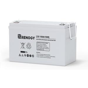 Renogy Deep Cycle AGM 12 Volt 100Ah Battery, 3% Self-Discharge Rate, 1100A Max Discharge Current, Safe Charge Appliances for RV, Camping, Cabin, Marine and Off-Grid System, Maintenance-Free