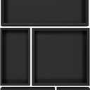 Black Bamboo Bathroom Drawer Organizer, Wooden Kitchen Utensil Holder Set of 5, Stackable Junk Drawer Organizer Tray, Multi-Use Storage Bins Boxs Dividers for Home, Office, Clothing, Makeup, Jewelry