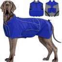 MIGOHI Dog Jacket,3XL Dog Coat Winter,Reflective Fleece Jacket Vest for Large Dogs,Adjustable Winter Coats for Dogs,Pet Coat for Chilly Cold Weather,German Shepherd,Blue