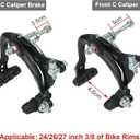 2 Pairs Bike Brakes, Universal Complete V Bike Brakes Set, Mountain Bike Replacement for Most Bicycle,Road Bike Brakes Cables with Front Back Wheels End Caps,End Ferrules -Black