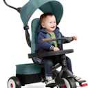 Radio Flyer City 4-in-1 Stroll 'N Trike, for Riders 1-5 Years Old, Teal | Stroller Tricycle for Toddlers, 4 Riding Modes, 3 Point Harness with Comfort Pad, Parent Controlled Steering, Rear Storage