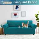 Asnomy Couch Covers for 3 Cushion Couch Stretch Sofa Covers Slipcovers, Pet Protector Furniture Covers for Dogs Cats Spandex Jacquard Fabric Small Checks LargePeacock Blue