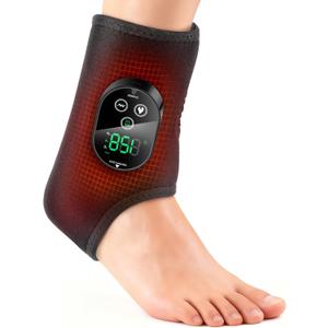 Cordless Foot and Ankle Massager for Pain Relief, FSA Eligible HSA,Rechargeable Foot Massager for Neuropathy Ankle Heating Pad Wrap with Massage for Circulation, 6Heat &3Vibration Levels&Timer (Black)