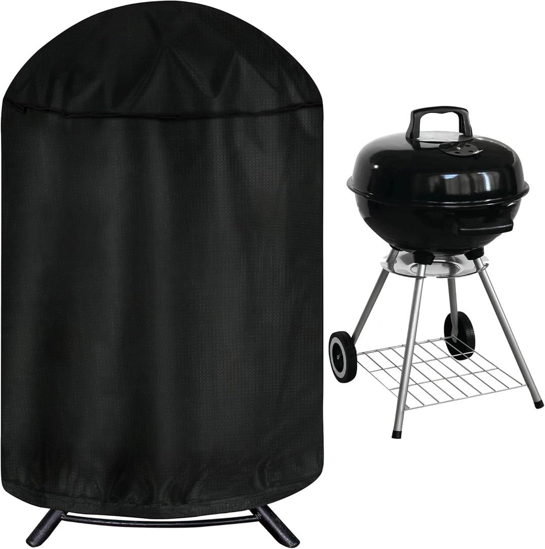 iCOVER Round Grill Cover, 29" Dia x 38" H Dome Smoker Cover, Waterproof Charcoal Kettle Grill Cover, UV Resistant BBQ Cover, Outdoor Barbecue Cover for Weber Char-Broil, Brinkmann and More (Black)
