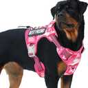 AUROTH Tactical Dog Harness for Dogs No Pull Adjustable Pet Harness Reflective K9 Working Training Easy Control Pet Vest Military Service Dog Harnesses (XL, Pink Camo) (XL(Neck:20-31",Chest:26-42"),75-135 lbs)