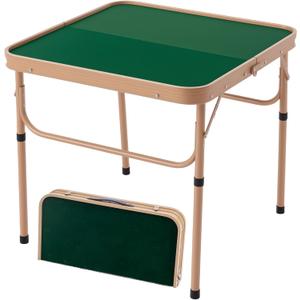 Multipurpose 28 Inch Folding Game Table  Portable 4-Player Aluminum Card Table for Mini Mahjong, Poker, Dominoes & Outdoor Dining | Adjustable Height, Lightweight & Compact Design (Green table)