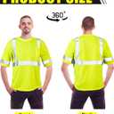 JaGely 4 Pcs Reflective Safety Shirts Short Sleeve High Visibility Hi Vis T-shirts for Construction Work with Front Pocket (Yellow, XXL)
