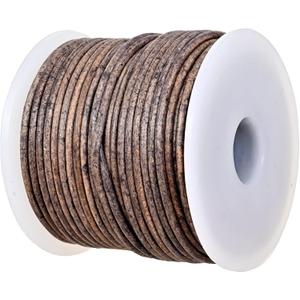 GENIQUE Real/Genuine Round Leather String Cord for Necklace, Bracelets, Jewellery, Braiding (1.5mm, Grey Distressed)