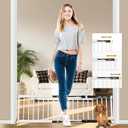 White Metal Dog Gate for Small Dogs - 13.3" Short Freestanding Puppy Gate with Retractable Sliding Rail, No Installation, Indoor/Outdoor Use, Foldable & Portable Pet Barrier