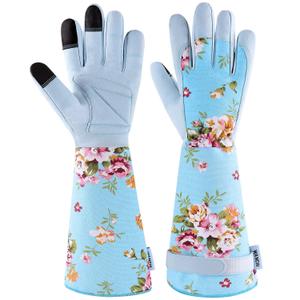 Long Garden Gloves for Women Gardening Glove Thorn Proof Rose Pruning Gloves Women's Light Protective Work Gloves for Yard & Outdoor Work Blue Small (Small (Pack of 1))