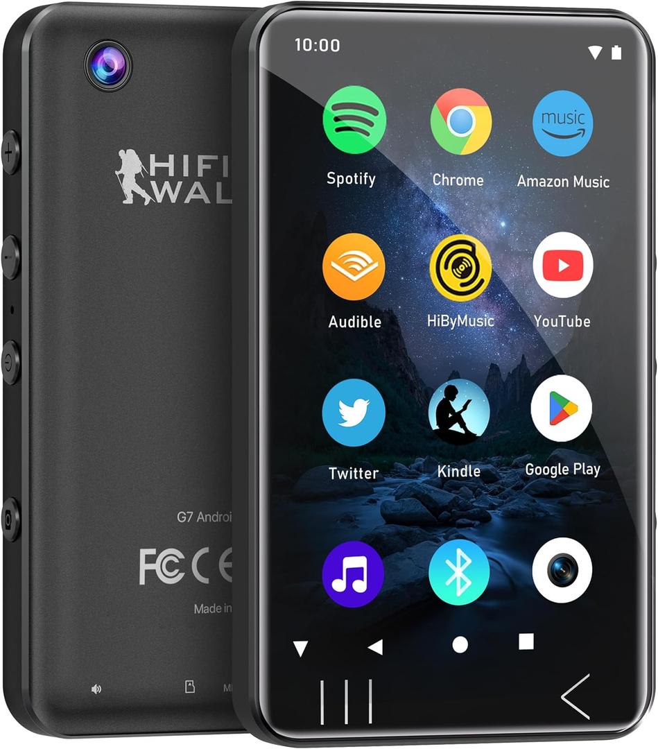 HIFI WALKER G7 Android 13 MP3 Player with Bluetooth & WiFi, 3GB RAM, 144GB Total Storage, 4 Touchscreen MP3 MP4 Music Player with Speaker (Black, 144GB)
