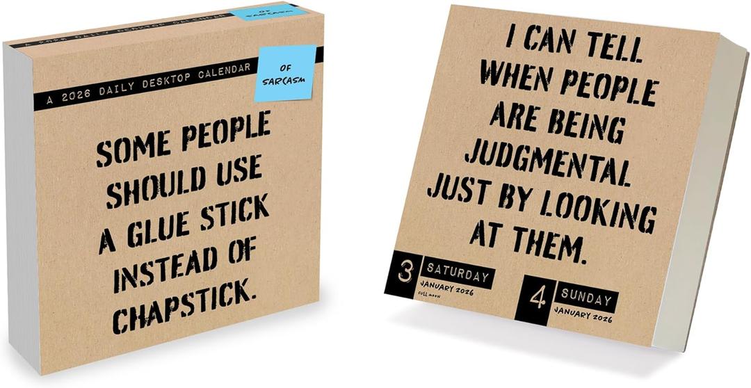 TF Publishing 2026 Anti Affirmations/Daily Sarcasm Daily Desktop Calendar - Home & Office Organization - Small Desk Calendar 2026 w/Full-Color Tear-Off Pages & Standing Cardboard Easel - 5.25x5.25in
