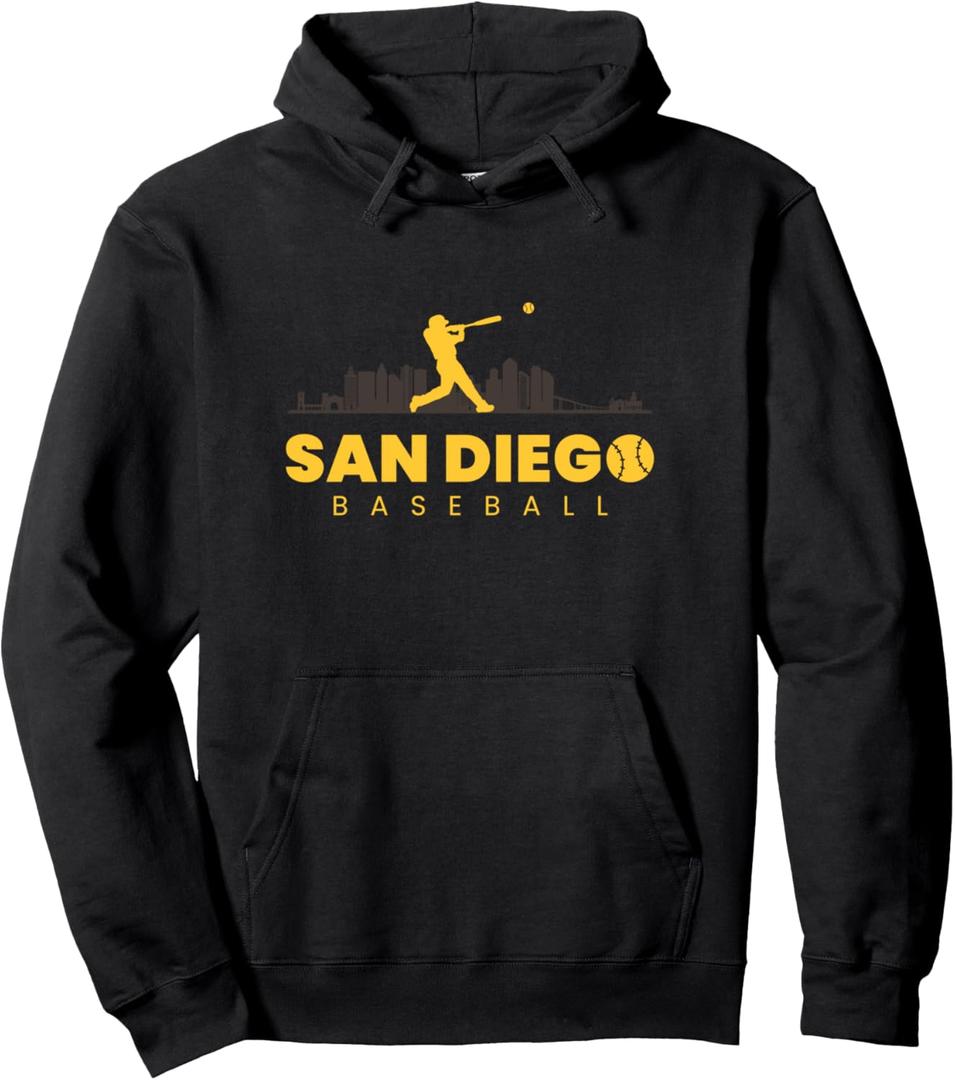 San Diego Baseball Vintage City Skyline Retro Baseball Lover Pullover Hoodie