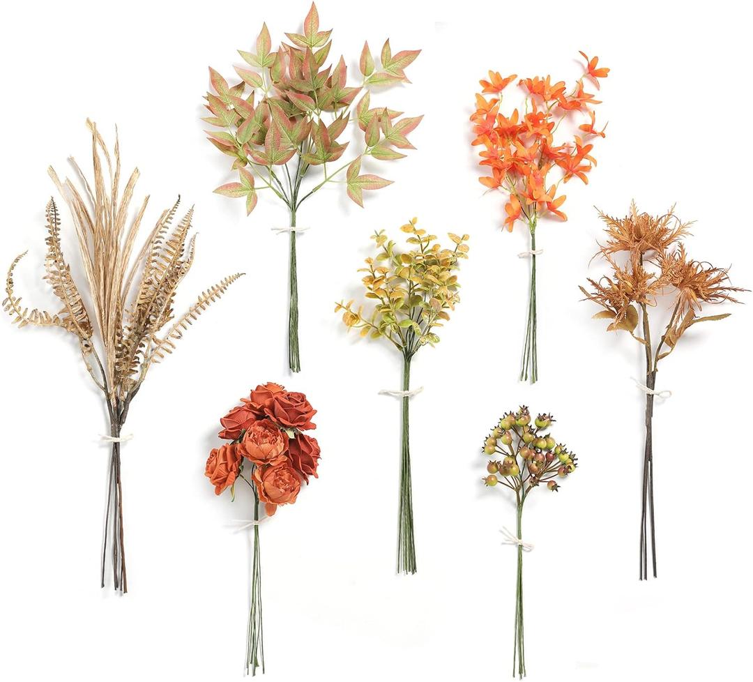Serra Flora Artificial Greenery Stems Box Set,(Pack of 44pcs) with 7 Kinds of Faux Greenery Picks Filler for DIY Bridal Bouquets Wedding Floral Arrangement Table Centerpieces
