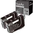 NoahArk 2 Pack T126 Remanufacture Ink Cartridge Replacement for Epson 126 T126 for Workforce 435 520 545 635 645 845 WF-3520 WF-3530 WF-3540 WF-7010 WF-7510 WF-7520, 2 Black