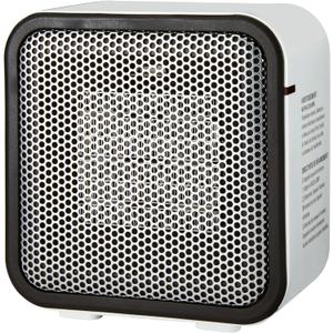 Amazon Basics Ceramic Space Heater, Mini Heater for Office Desk, 500 W, Portable Tent Heater for Camping (Indoor Use), With Tip-Over Protection, Lightweight (1.4 LBS), White, 5.9 x 3.2 x 6 inches