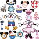 Mouse Cruise Door Decorations - 24 Pcs Large Ship Cabin Magnet Stickers Cute Blue Pink Mice Captain Sea Navigation Car Anchor Magnetic Decor for Holiday Carnival Party Stateroom Refrigerator (Dress Up)