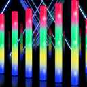 100 Pcs 18.5 inch Foam Glow Sticks Bulk, 4 Color LED Light Foam Sticks, Glow In The Dark Party Supplies, 3 Modes Colorful Flashing for Birthday Wedding Easter Halloween Christmas