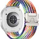 Braided Bands Compatible with Samsung Galaxy Watch 8 Band 40mm 44mm/Galaxy Watch 8 Classic Bands 46mm, Stretchy Nylon Sport Wristband Strap for Samsung Watch 8/8 Classic 2025 Men Women (Rainbow New)