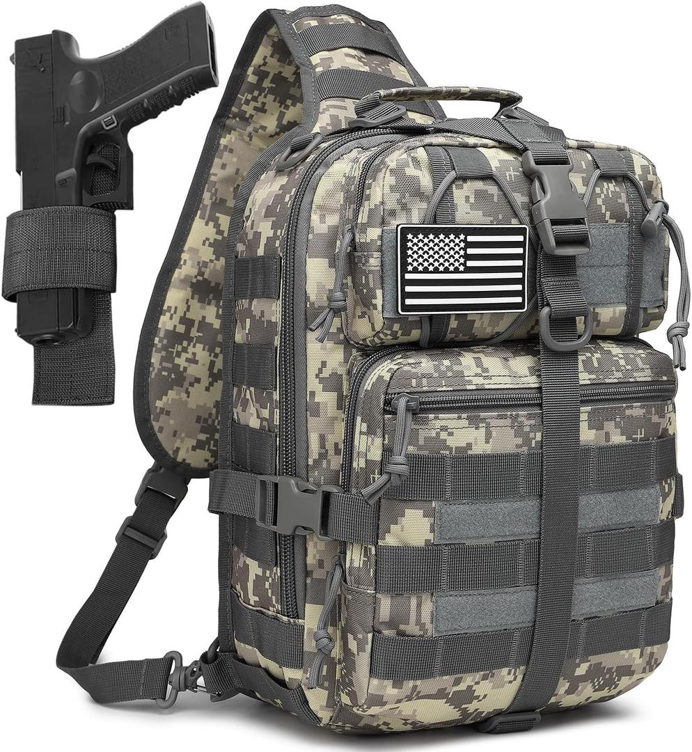 ATBP Tactical Crossbody Sling Backpack Militray Shoulder Holster Bag For Men Chest Pack Hiking Daypack 15L (Acu Digital Camo)