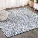 JONATHAN Y Boho Medallion Indoor Outdoor Square Area Rug 3X3 Navy/Gray, Estrella Textured Weave for Backyard, Patio, Porch, Easy-Cleaning, High Traffic, Pet-Friendly, Non-Shedding (SMB105B-3SQ)