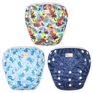 Reusable Swim Diapers, Adjustable Diaper Swim, 3 Pack for Swimming Lessons (Large, Hawaii)
