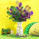 6 Pcs Mardi Gras Decorations Tables Centerpieces Purple Gold Green Picks and Sprays 15.8 Inch Artificial Feather Ornaments for Carnival Tree Topper Vase Home Decor DIY Crafts