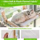 Cat Window Perch with Wooden Frame Aloxina Foldable Cat Hammock Bed for Indoor Cats, Soft Rabbit Fur Cover, Washable, Strong Suction Cups, No Drilling, Supports Large Cats