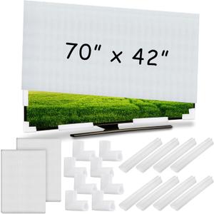 Cushioning Foam Set Include 2 Pcs Foam Flat Screen TV Cover Fits up to 70'' W x 42'' H and 16 Pcs Moving Foam Corner Edge Protectors for TV Display Screen Protector Packing Moving