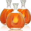 Coloch 3 Pack Glass Whiskey Decanter with Airtight Stopper, 25 Oz Crystal Liquor Decanter Lead-free Whiskey Wine Bottle for Vodka, Brandy, Tequila, Scotch, Bourbon, Home, Bar, Gift