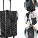 Small Collapsible Shopping Cart,Shopping Cart with Wheels,Folding Portable Waterproof Rolling Bag,Trolley Tote Stair Climbing for Traveling,Gift for Women&Older (Black&Expandable Bag)