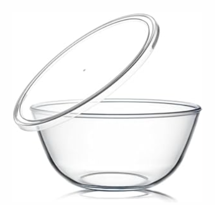 NUTRIUPS 4.7 Quart Large Glass Mixing Bowl with Lid, Deep Big Glass Bowl Large Salad Bowl (Clear)