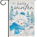 Snowman Hello Winter Garden Flag Merry Christmas Garden Flag 12x18 Inch Double Sided for Outside Decoration Yard Farmhouse