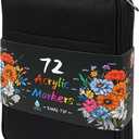 TBC The Best Crafts 72 Colors Dual Tip Acrylic Paint Markers, Double zipper design Topgrade Canvas bag,Waterproof, Non-Toxic, odorless, Suitable for Paper,Pottery, Stones, Glass,outdoor painting
