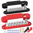 Power Distribution Block 12V 150A 1/4" Stud Marine Bus Bar 12 Volt DC Battery Busbar for Boat Automotive Solar Wiring