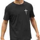 Mens Short Sleeve Cotton T-Shirts Crew Neck Jesus Cross Printed Shirts Faith Christ Shirts (Gray, XL)