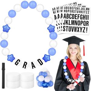 Gosodeny DIY Graduation Leis Colorful Friendship Necklace Graduation Leis Class of 2026 Oversized Bracelet for Women Graduation Party Accessories Decor Supplies (Blue)