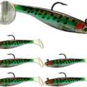 USA Bass Tackle Patriot Shad - Scent Infused Paddle Tail Swimbaits Pre Rigged Fishing Lures Premium Bait Strong Owner Hook, Fishing Gear for Bass Freshwater Predator Fish (1/4oz - 2.8", HD Trout)