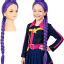 morvally 33.5 Inches Purple Long Braided Ponytail Wig - Anime Cosplay Wigs for Halloween Costume Party (Purple)