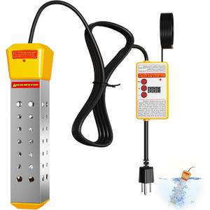 2000W Immersion Water Heater, Portable Electric Bucket Heater with Digital LCD Thermometer & Temperature Control, UL Certified for Fast Heating in Buckets, Bathtubs, Hot Tubs, Pools, Pet Bath (Yellow)