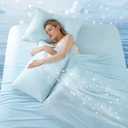 DOWNCOOL Cooling Sheets Queen, Cooling Bed Sheets for Hot Sleepers and Night Sweats, Q-Max>0.4, 4-Piece Soft & Breathable Summer Queen Sheet Set, 15" Deep Pocket with Elastic, Blue