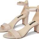 NINE WEST Women's Pruce Heeled Sandal, Natural Patent, 6