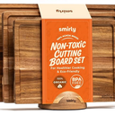 SMIRLY Walnut Wood Cutting Boards for Kitchen, Set of 3 with Holder Large  Small, Walnut Wooden Cutting Board Set with Deep Juice Grooves, Non Toxic Serving Tray, Perfect Mother's Day Gifts