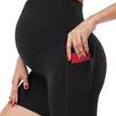 HOFISH Maternity Shorts for Women Over The Belly Pregancy Biker Shorts Workout Active Running Short Pants with Pockets (Black, XL)